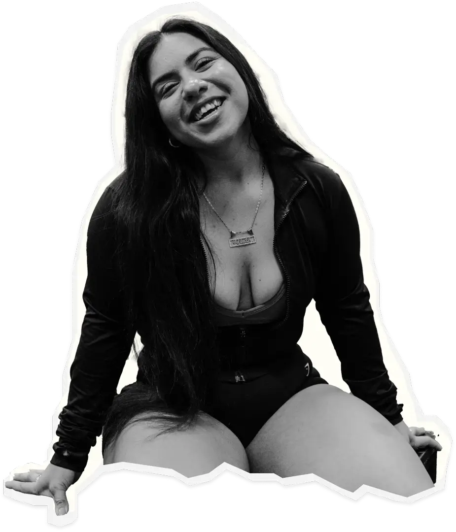 Latina female fitness influencer smiling